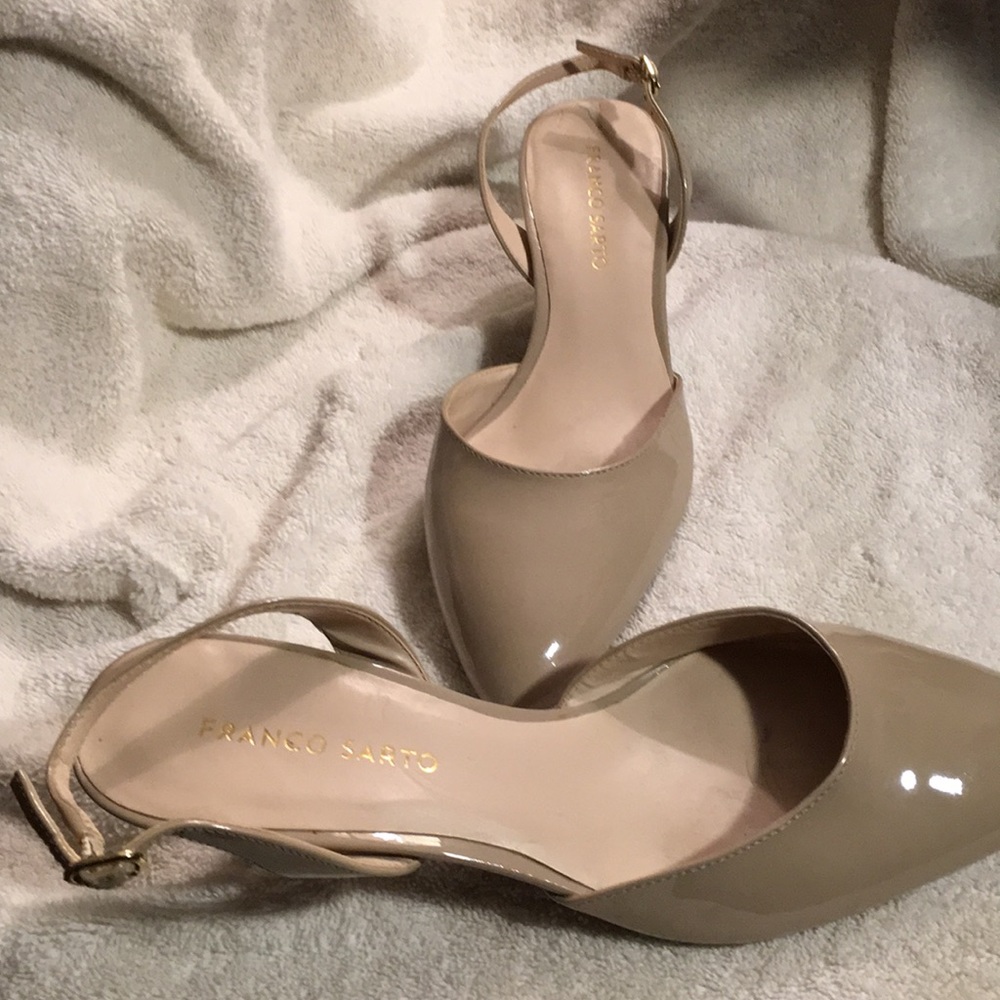 Patent leather sling backs